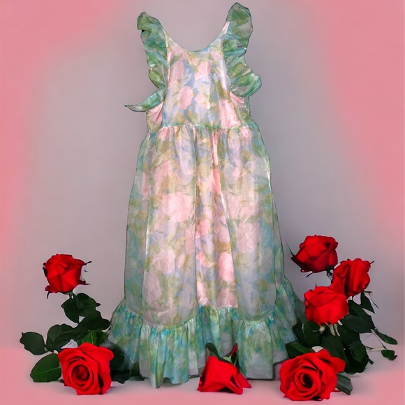BNWT💚🌸 Selkie X Maison Armory XL Pastel Paints Romance Ruffle Gown 🌸💚 - Picture 2 of 6